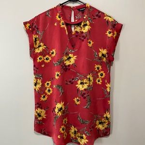 Express blouse orange with flowers